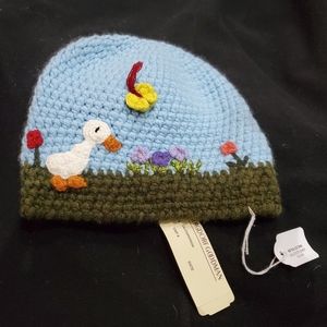 BERGDORF GOODMAN BLUE BABY CASHMERE BEANIE 6/9 MOS